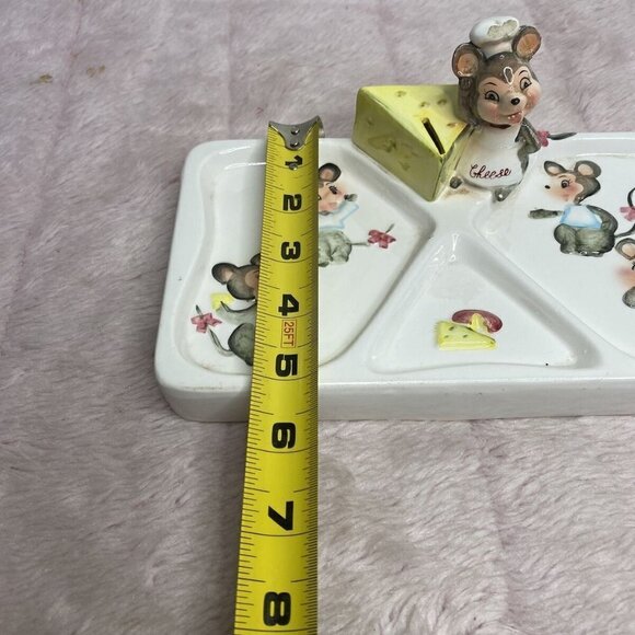 Vintage Lefton 1862 Mouse Cheese Divided Serving Tray - Picture 9 of 9